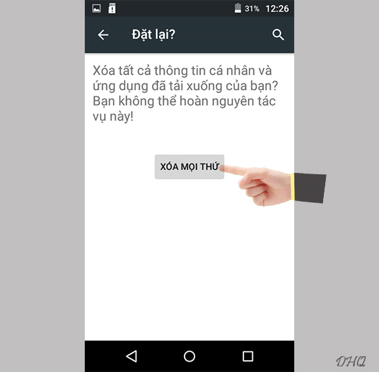 Chọn xóa mọi thứ